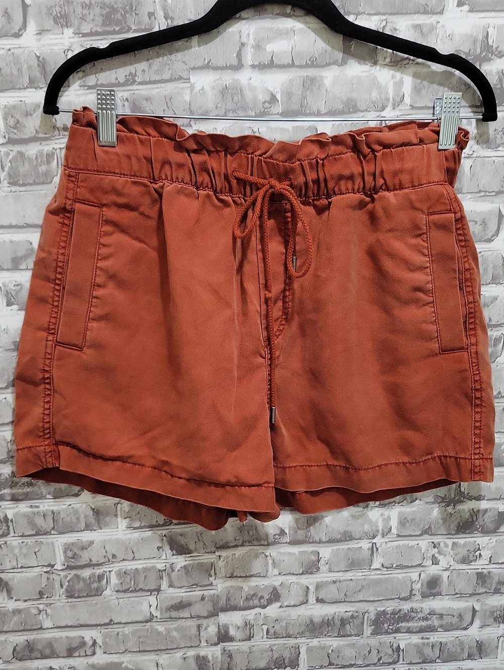 LOFT Rust High Waist Drawstring Paperbag Shorts Womens Size S